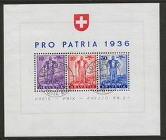 1936 : Pro Patria Block W8 : KP 300.-- , signiert